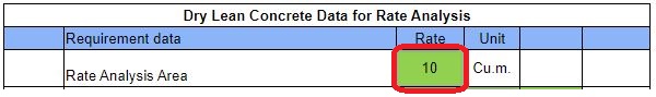 Rate Analysis for Dry Lean Concrete.