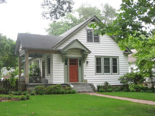 Green House with Grey Trim