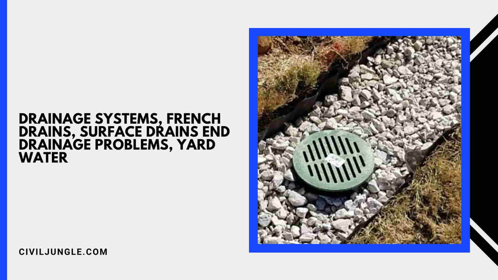 Drainage Systems, French Drains, Surface Drains End Drainage Problems, Yard Water