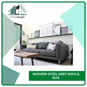 Modern Steel Grey Sofa & Rug